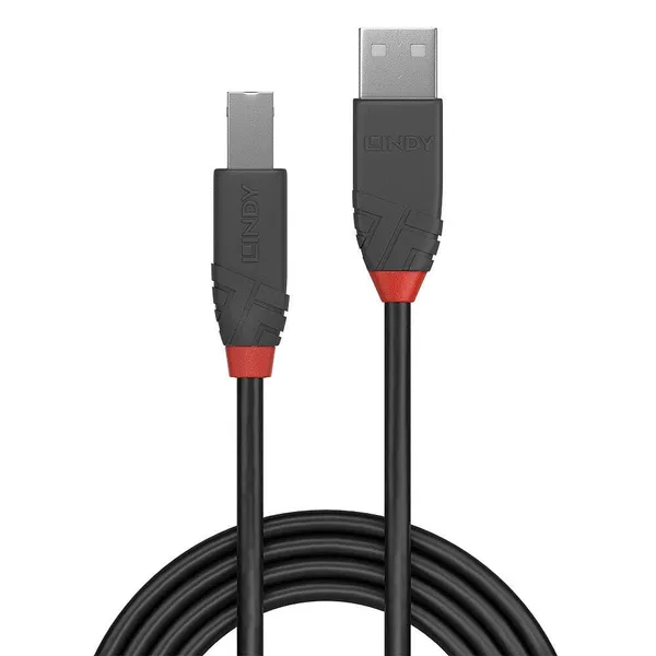 Cablu LINDY Anthra Line USB A la USB B 1m 480Mbps Negru - imagine 2