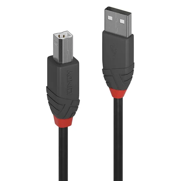 Cablu LINDY Anthra Line USB A la USB B 1m 480Mbps Negru