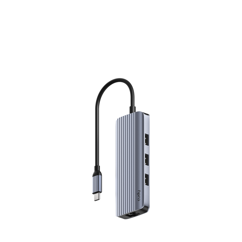 Hub USB CUDY UH606 6-in-1 HDMI 4K Ethernet Gigabit Argintiu