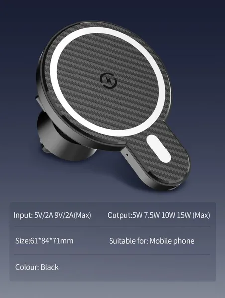 Suport Auto Telefon SERIOUX Wireless 15W MagSafe Negru - imagine 14