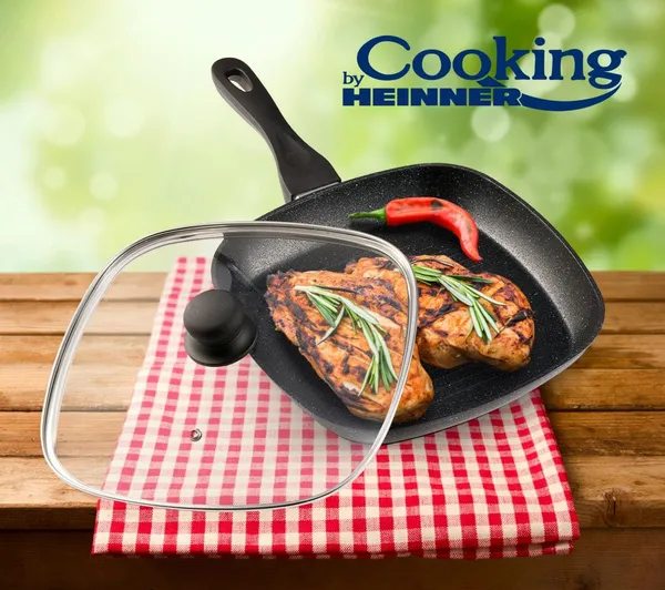 Tigaie Grill HEINNER Cooking Black Sand 28cm cu Capac - imagine 2