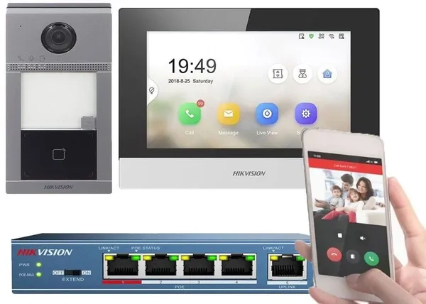 Kit Videointerfon IP HIKVISION DS-KIS604-S(C) 2MP Monitor 7 inch Touchscreen - imagine 2