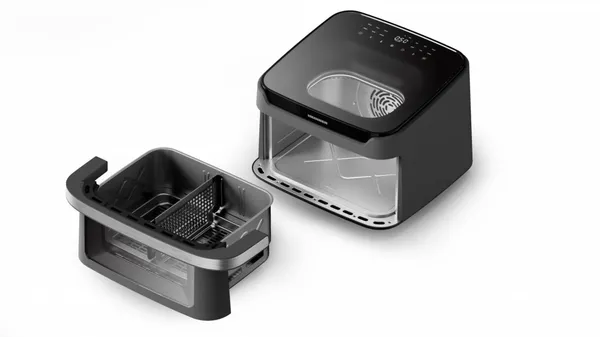 Friteuză Dublă cu Aer Cald HEINNER AirBake Revolution 10L 2200W Gri - imagine 3