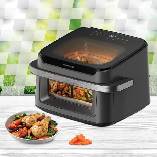 Friteuză Dublă cu Aer Cald HEINNER AirBake Revolution 10L 2200W Gri - imagine 6