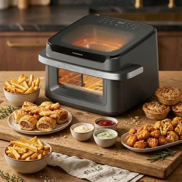 Friteuză Dublă cu Aer Cald HEINNER AirBake Revolution 10L 2200W Gri - imagine 13