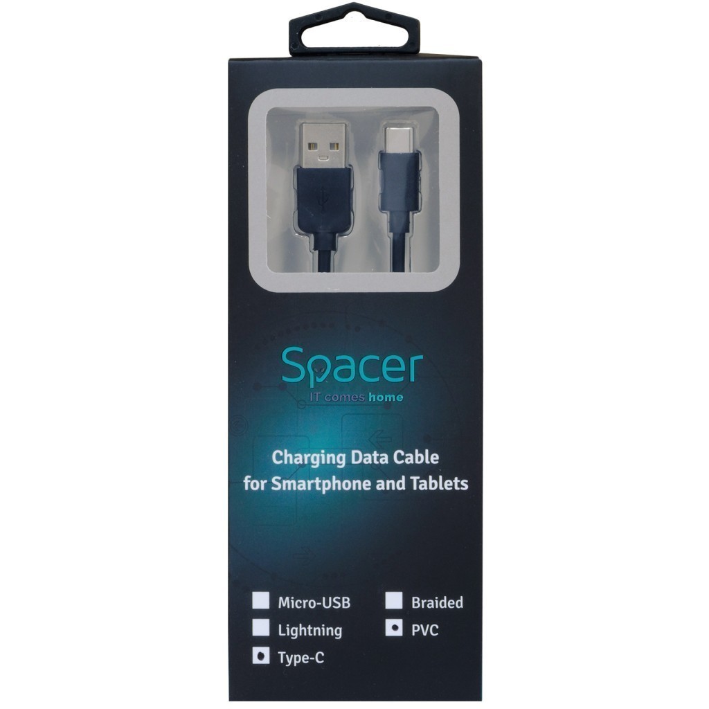 Cablu Date SPACER USB 3.0 Type-C 2m Negru - imagine 2