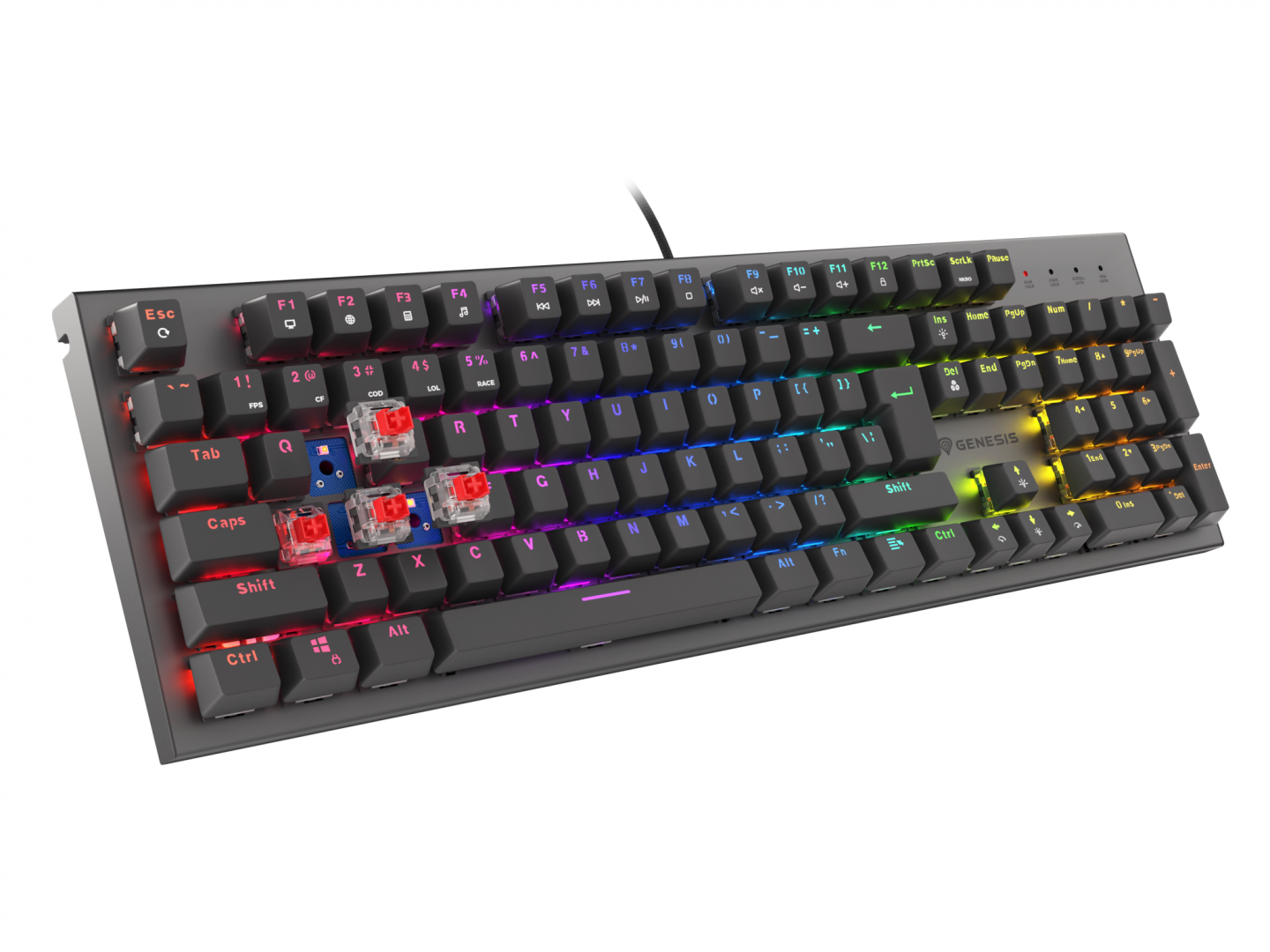 Tastatură Gaming Mecanică GENESIS Thor 303 RGB Switch Red Negru - imagine 7