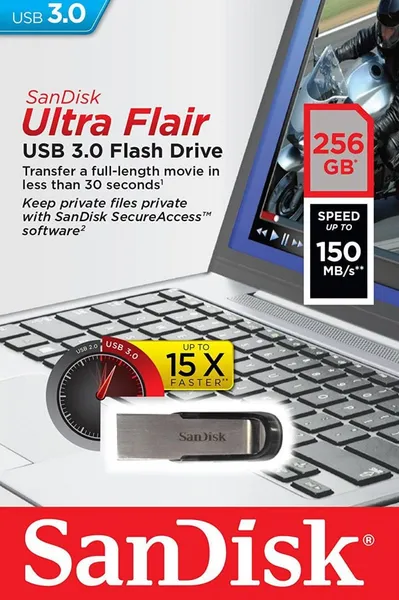 Memorie USB SANDISK Ultra Flair 256GB USB 3.0 SDCZ73-256G-G46 - imagine 3