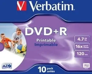 Disc DVD+R VERBATIM 4.7GB 16x Printabil Set 10 buc