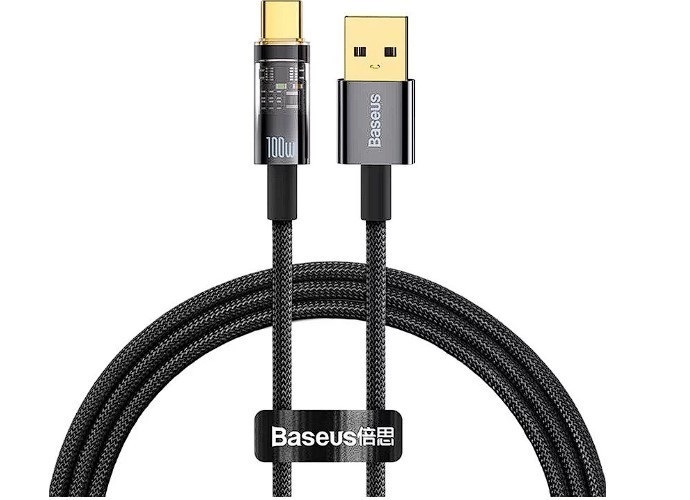Cablu alimentare și date BASEUS Explorer CATS000301 USB-C 100W 2m Negru