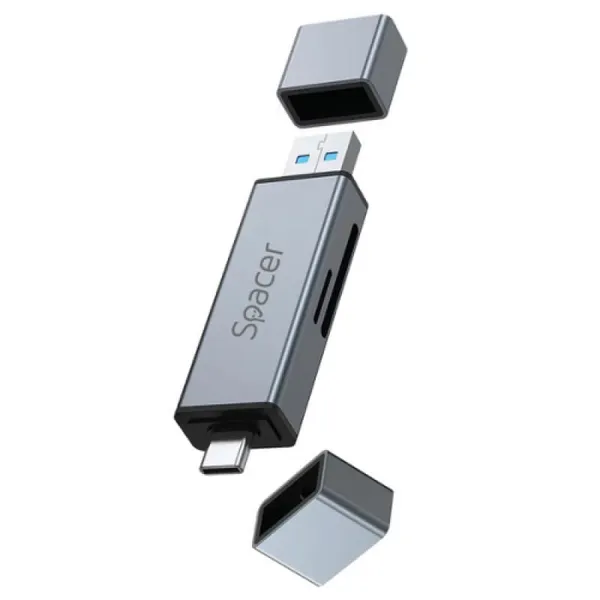 Card Reader SPACER 4 in 1 USB 2.0 Type-C SPCR-TYPEC-USB-01 Gri - imagine 2