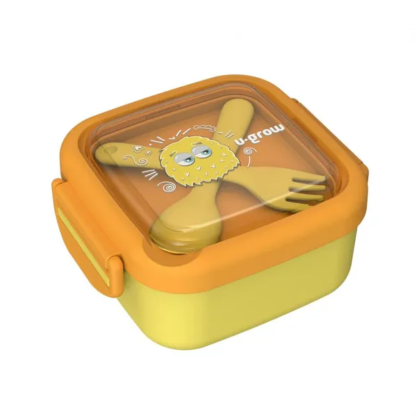Caserolă U-GROW 2in1 cu Linguriță și Furculiță Galbenă