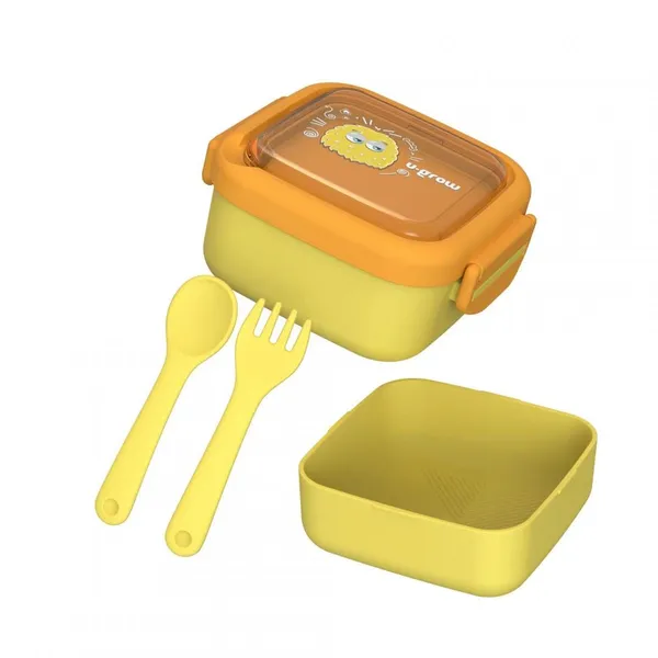 Caserolă U-GROW 2in1 cu Linguriță și Furculiță Galbenă - imagine 3