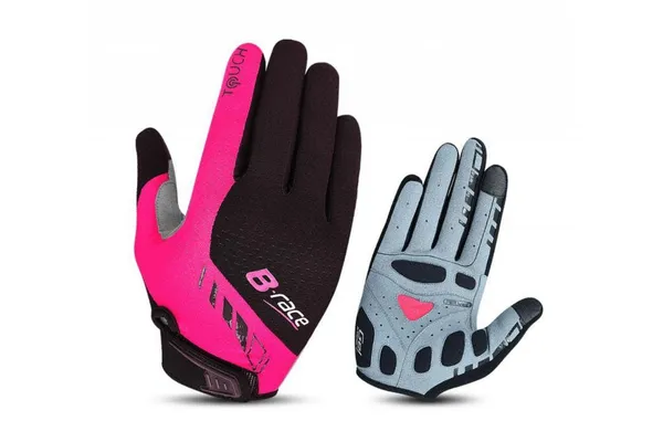 Mănuși Bicicletă Pro B-Race cu Gel Negru/Fuxia L