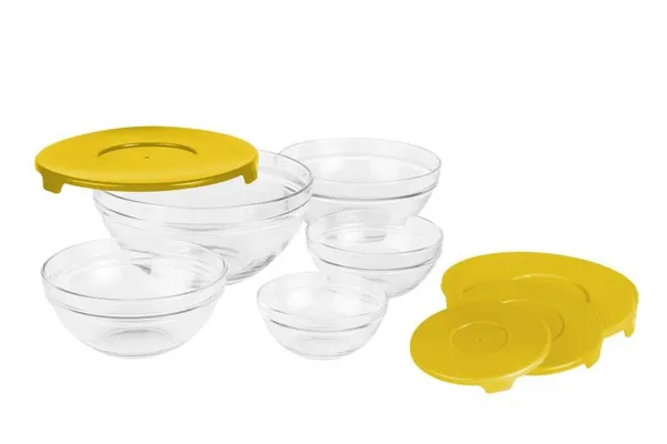 Set Boluri VANORA HOME Sticlă Galben cu Capac VN-GB1401Y