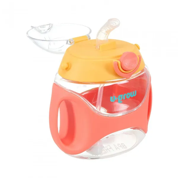 Sticlă U-GROW Tritan cu Pai și Cureauă 330 ml Orange - imagine 2