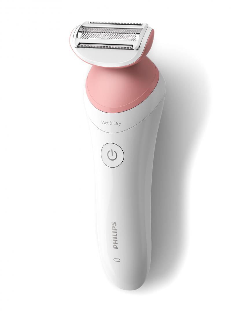 Aparat de ras PHILIPS Lady Shaver Seria 6000 BRL146/00 Wet&Dry Alb/Roz - imagine 2