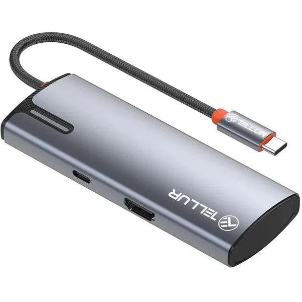 Hub USB TELLUR TLL321061 USB-C 5 Porturi HDMI Gri
