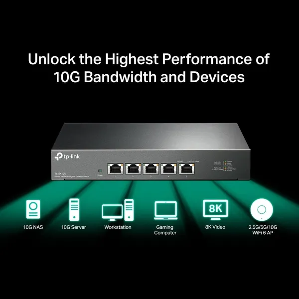 Switch TP-LINK TL-SX105 5 Porturi 10G Desktop Metal - imagine 5