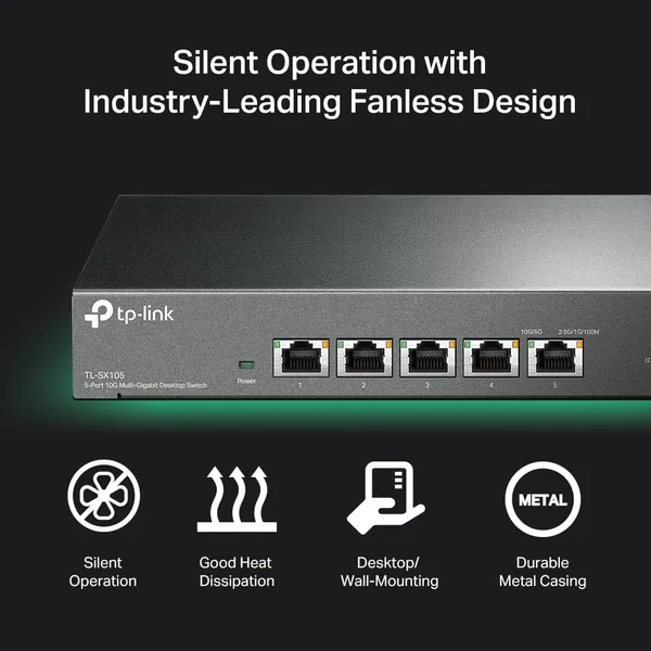 Switch TP-LINK TL-SX105 5 Porturi 10G Desktop Metal - imagine 7