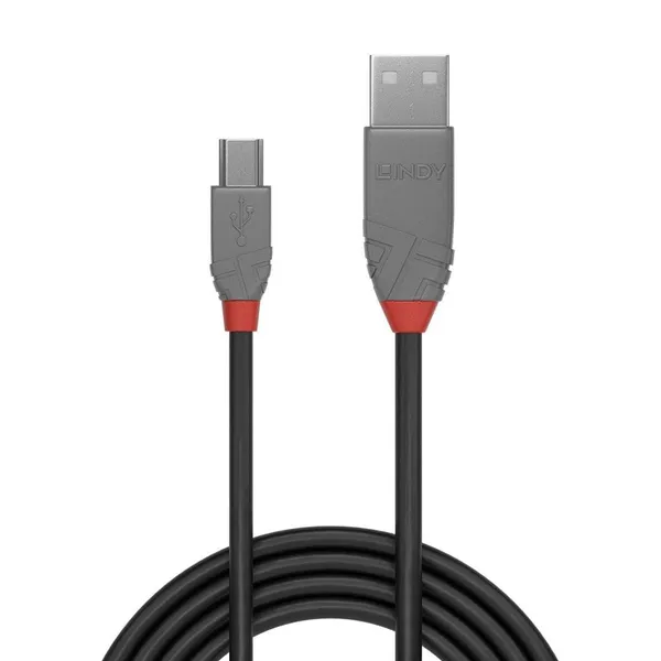 Cablu de date LINDY Mini-USB la USB 2.0 2m Negru LY-36723 - imagine 2