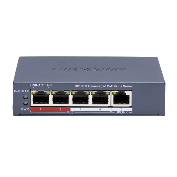 Switch PoE HIKVISION DS-3E0105P-E/M(C) 4 Porturi 45W 300m