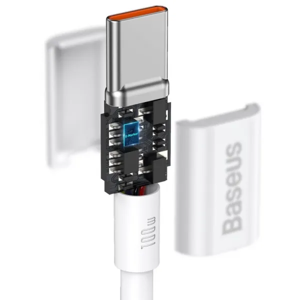 Cablu de Date BASEUS Superior CATYS-B02 USB-C 1m Alb - imagine 6