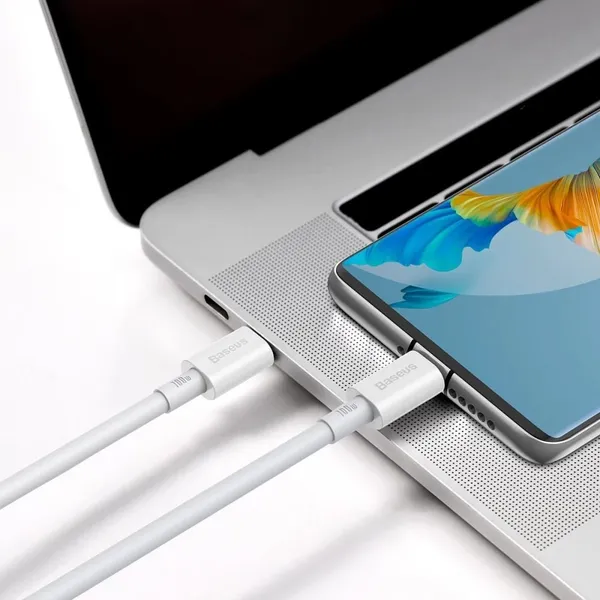 Cablu de Date BASEUS Superior CATYS-B02 USB-C 1m Alb - imagine 7