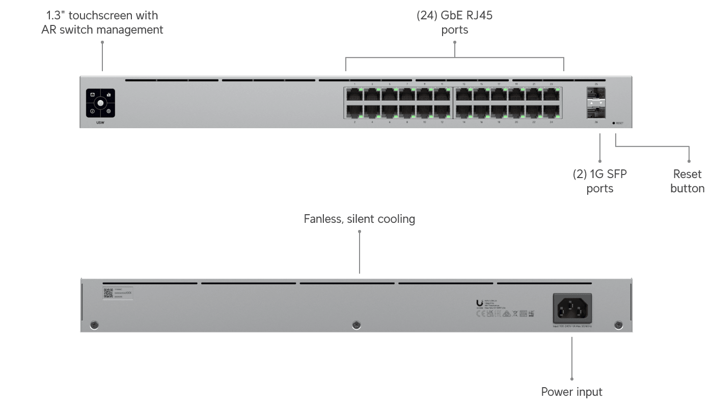 Switch UBIQUITI UniFi USW-24 24 porturi Managed Rackabil - imagine 6