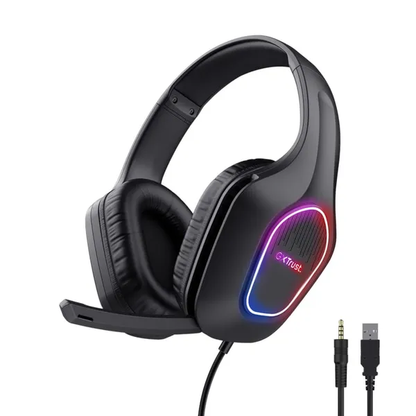 Căști cu fir TRUST GXT 416 Zirox Microfon LED Negru TR-25331