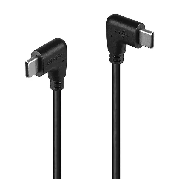 Cablu USB-C LINDY 2x90° 1m 60W Negru LY-32009 - imagine 3
