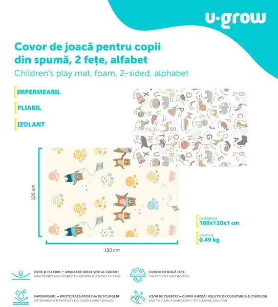 Covor U-GROW Spumă Pliabil 2 Fețe 120x180 cm - imagine 10