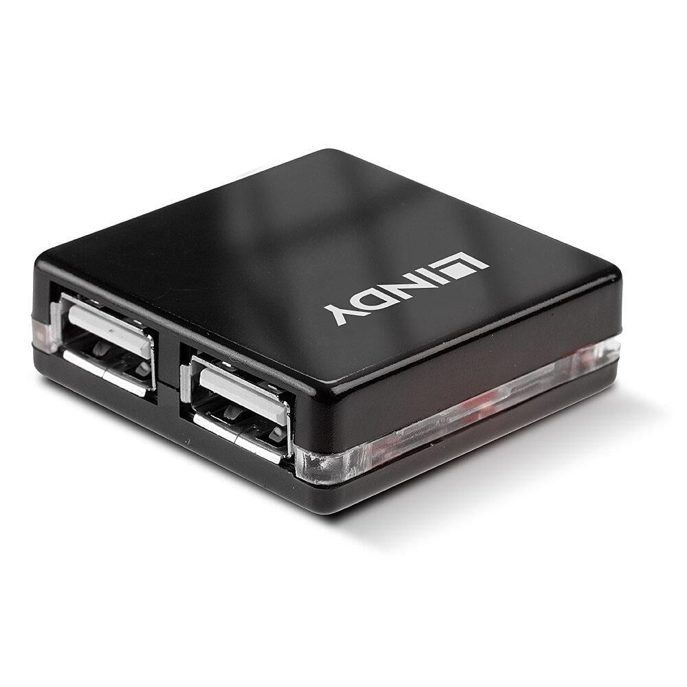 Hub USB LINDY Mini 4 Porturi USB 2.0 Negru LY-42742