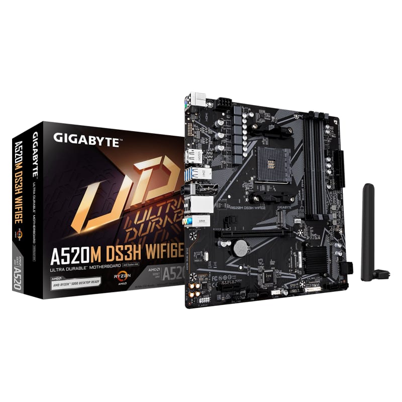 Placă de Bază GIGABYTE A520M DS3H WIFI6E Socket AM4 DDR4 Micro-ATX