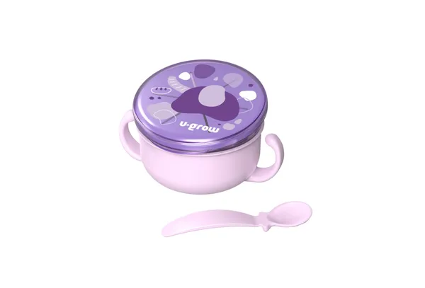 Bol 2 in 1 pentru Snackuri U-GROW Mov cu Linguriță