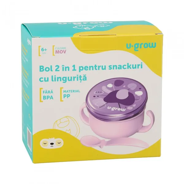 Bol 2 in 1 Snackuri U-GROW Mov cu Linguriță - imagine 7