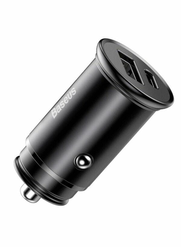 Încărcător Auto BASEUS Circular Metal 2 Porturi USB Negru