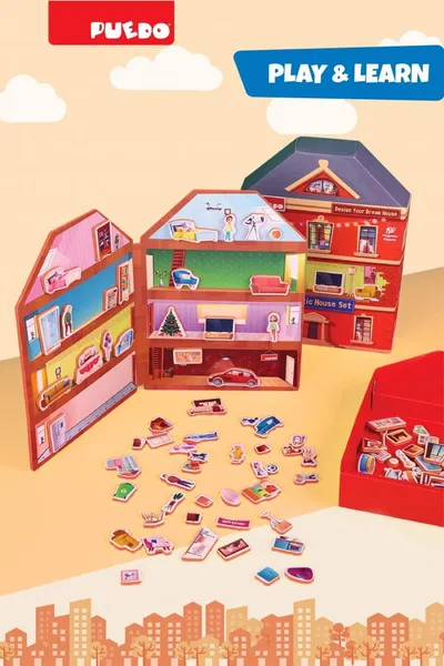 Joc Magnetic PUEDO TOYS Construiește-ți Casa Spumă EVA 3+ - imagine 8