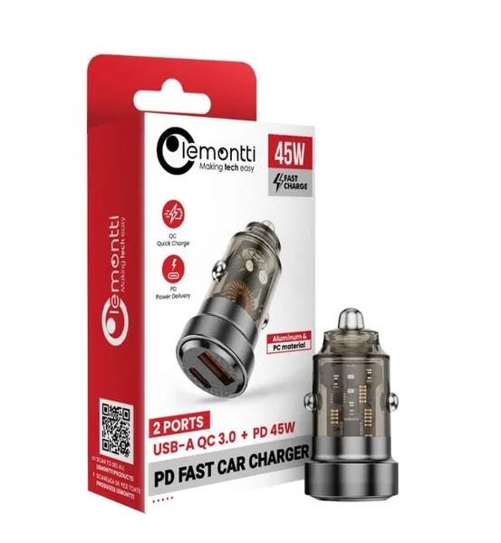 Încărcător Auto LEMONTTI LIAQCPD45WTN 45W 2 Porturi Gri - imagine 2