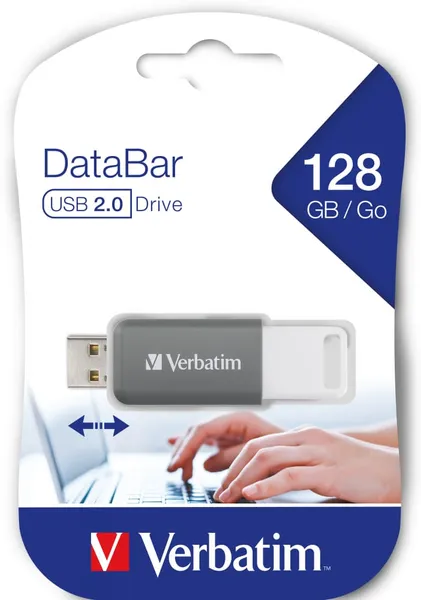 Memorie USB VERBATIM Databar 128GB USB 2.0 Gri 49456 - imagine 4