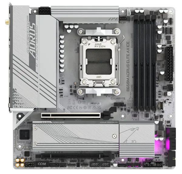 Placă de bază GIGABYTE B650M AORUS ELITE AX ICE AM5 DDR5 Alb - imagine 2