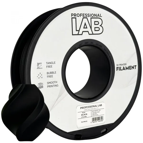 Filament 3D PROFESSIONAL LAB PLA+ 1kg 1.75mm Negru