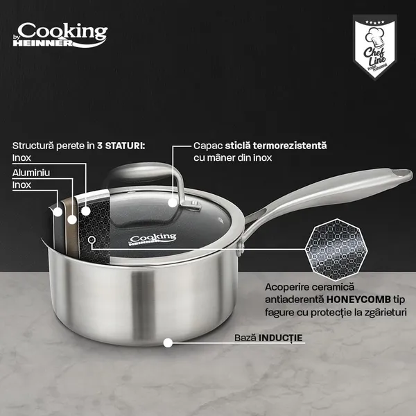 Caserolă Inox HEINNER Titanium3 2L - imagine 5