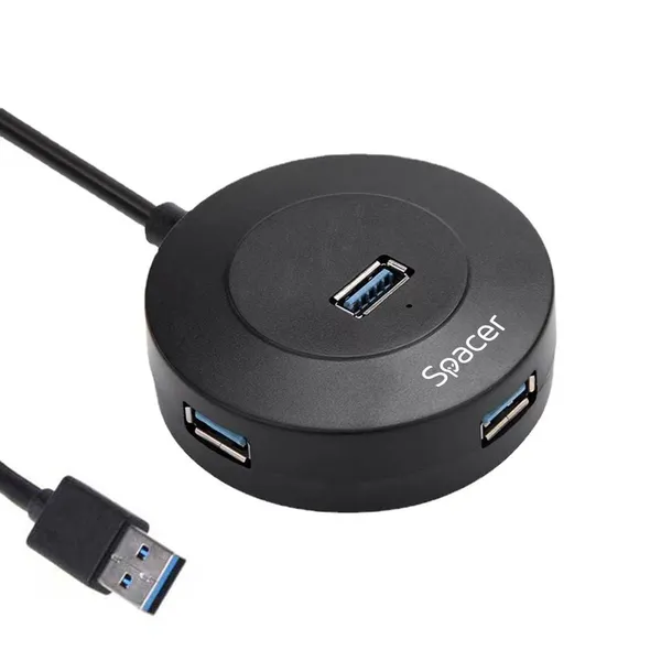 Hub USB SPACER 4 Porturi USB 3.0/2.0 Negru SPHB-USB-4U-02