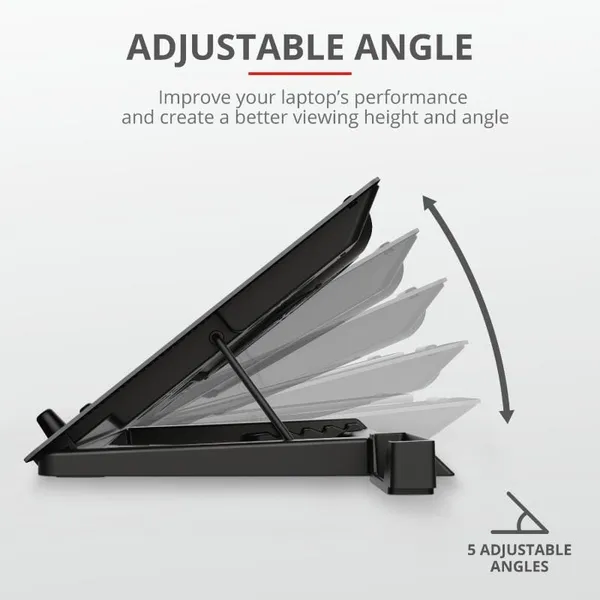 Stand Cooler Laptop TRUST GXT 1125 Quno 5 Ventilatoare Negru - imagine 4
