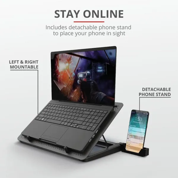 Stand Cooler Laptop TRUST GXT 1125 Quno 5 Ventilatoare Negru - imagine 5