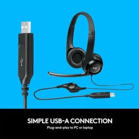 Casti PC LOGITECH H390 Cu Fir USB 2.0 Negru - imagine 4
