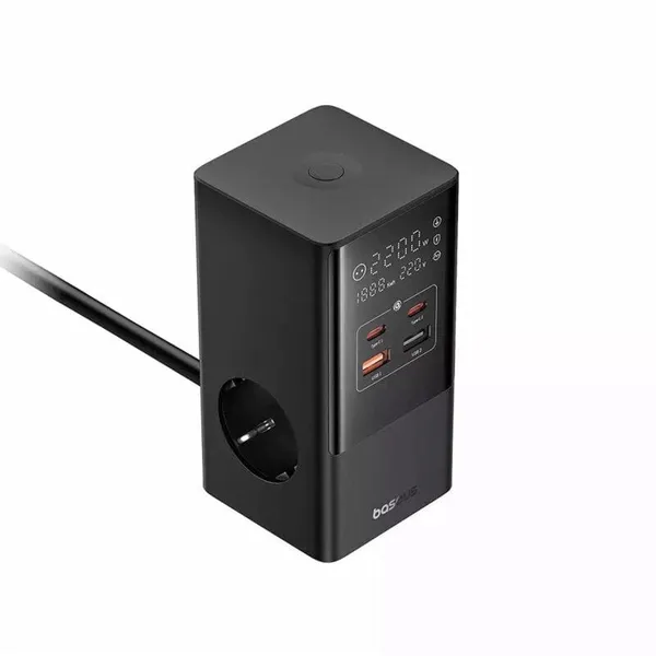 Încărcător Rețea BASEUS PowerCombo Tower Digital 35W 4 Porturi Negru - imagine 2