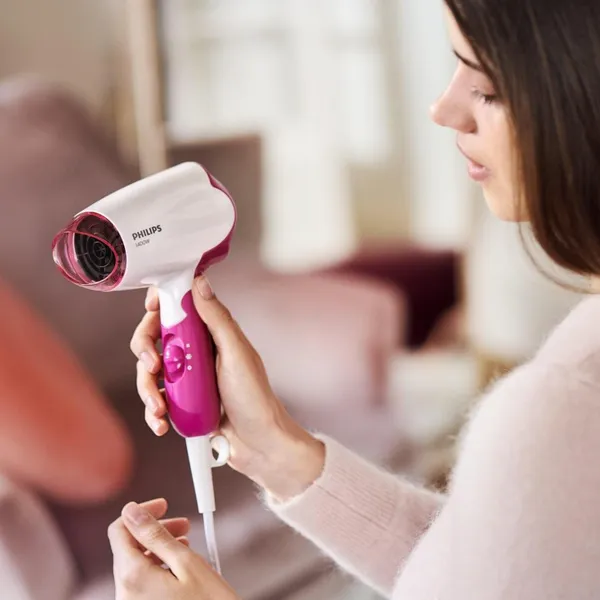 Uscător de păr PHILIPS SalonDry Compact BHD003/00 1400W Pliabil Alb/Roz - imagine 6