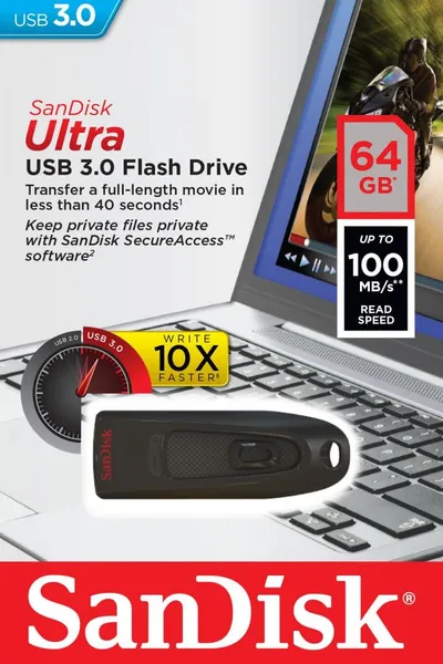 Memorie USB SANDISK Ultra 64GB USB 3.0 Negru SDCZ48-064G-U46 - imagine 2